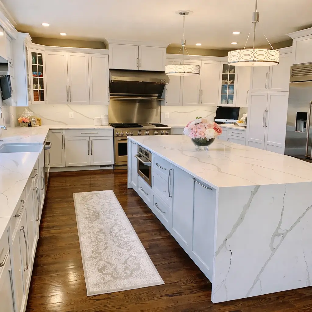 Custom kitchen units and island joinery installed by a carpenter in Benoni, featuring built-in cupboards, clean finishes, and modern workmanship.